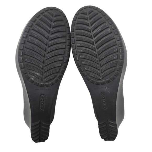 Crocs A Leigh Black Blue Inside Wedge 3" Women's Shoe 7 - Picture 7 of 9